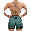 SUUKSESS Women Seamless Workout Sets Strappy Sports Bra High Waist Booty Shorts Outfits
