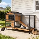 Suumerpety 2-Story Rabbit Cage with Chew-Proof Metal Frame for Indoor/Outdoor - 62" Bunny Hutch Guinea Pig Cages with 6 Locking Wheels & 2 Removable Trays for Rabbits/Guinea Pigs