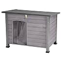 Suumerpety Indoor Outdoor Dog House,Anti-Chewing Iron Frame Dog Kennel,Wood Warm Pets Home,Weatherproof Outside Shelter for Feral Animal 33.5" (L) X 22" (W) X 25.2" (H) Grey