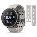SUUNTO Vertical Adventure GPS Watch w/Offline Maps Titanium Solar Sand & SUUNTO 22 ATH6 Silicone Strap Powder Gray S+M