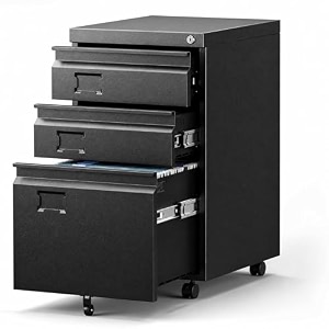suxxan 3 drawer metal file cabinet black
