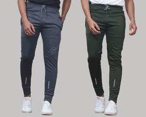 Suzaro Solid Men Grey Olive Track Pants
