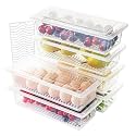 Suzec Plastic Fridge Storage Boxes (Pack of 6), Fridge Organizer with Removable Drain Plate Fridge Storage Containers Keeps Fruits, Vegetables, Meat, Fish Fresh Longer 1500 ML Container Box, Clear