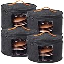 Suzile 4 Pack Large Round Foldable Hat Box for Women Storage Holds up to 6-10 Hats Cowboy Hat Box with Lid Handles Closet Cowboy Case Organizer Clothes Case for Travel Gift(Dark Gray,Felt)