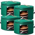 Suzile 4 Pack Large Round Foldable Hat Box for Women Storage Holds up to 6-10 Hats Cowboy Hat Box with Lid Handles Closet Cowboy Case Organizer Clothes Case for Travel Gift(Green,Felt)