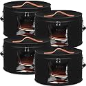 Suzile 4 Pack Large Round Foldable Hat Box for Women Storage Holds up to 6-10 Hats Cowboy Hat Box with Lid Handles Closet Cowboy Case Organizer Clothes Case for Travel Gift(Black,Felt)