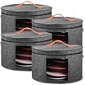 Suzile 4 Pack Large Round Foldable Hat Box for Women Storage Holds up to 6-10 Hats Cowboy Hat Box with Lid Handles Closet Cowboy Case Organizer Clothes Case for Travel Gift(Gray,Felt)