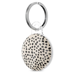 svanove for airtag holder case cheetah print leopard pattern airtag keychain luxury trendy air tag accessories cute girly aesthetic design airtag key ring cover for women girl kids beige