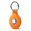 Svanove for Airtag Keychain Airtag Holder Key Ring, Siliocne Airtag Case Air Tag Cover, Cute Airtag Accessories for Kid, Luggage, Cat Dog Collar, Car, Compatible with Apple Airtag 2021, Neon Orange