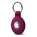 Svanove for Airtag Keychain Airtag Holder Key Ring, Siliocne Airtag Case Air Tag Cover, Cute Airtag Accessories for Kid, Luggage, Cat Dog Collar, Car, Compatible with Apple Airtag 2021, Burgundy