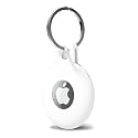 Svanove for Airtag Keychain Airtag Holder Key Ring, Siliocne Airtag Case Air Tag Cover, Cute Airtag Accessories for Kid, Luggage, Cat Dog Collar, Car, Compatible with Apple Airtag 2021, White