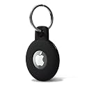 Svanove for Airtag Keychain Airtag Holder Key Ring, Siliocne Airtag Case Air Tag Cover, Cute Airtag Accessories for Kid, Luggage, Cat Dog Collar, Car, Compatible with Apple Airtag 2021, Black