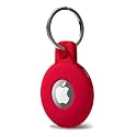 Svanove for Airtag Keychain Silicone, Airtag Holder with Key Ring, Air Tag Cover Cute Accessories for Kids, Luggage, Car Dog Collar, Car, Compatible with Apple Airtag Case Waterproof Tracker, Red