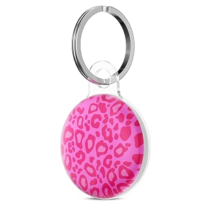 svanove cheetah print case for airtag leopard trendy pattern luxury girly airtag accessories for women luggage cat dog collar car compatible with apple airtag 2021 hot pink