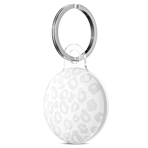svanove cheetah print case for airtag leopard trendy pattern luxury girly airtag accessories for women luggage cat dog collar car compatible with apple airtag 2021 white
