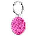 Svanove Cheetah Print Case for Airtag Leopard Trendy Pattern, Luxury Girly Airtag Accessories for Women, Luggage, Cat Dog Collar, Car, Compatible with Apple Airtag 2021, Hot Pink