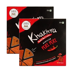 svaras khakhra  african peri peri - 200g pack of 2  guilt-free round the clock snack