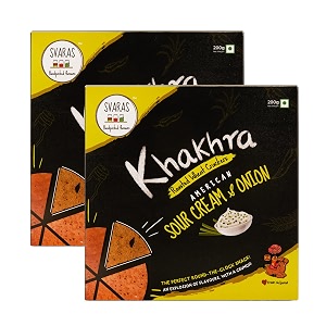 svaras khakhra  american sour cream amp onion - 200g pack of 2  guilt-free round the clock snack