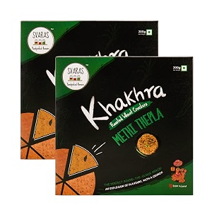 svaras khakhra  methi thepla - 200g pack of 2  guilt-free round the clock snack
