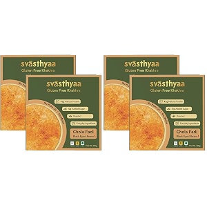 svasthyaa chola fadi khakhra  gluten free roasted khakra snack  black eyed beans khakhra  no palm oil no maida  healthy light diet snack  200g  pack of 4