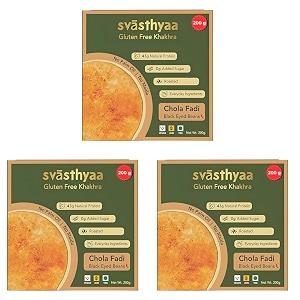 svasthyaa chola fadi khakhra  gluten free roasted khakra snack  black eyed beans khakhra  no palm oil no maida  healthy light diet snack  200g pack of 3