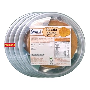 svasti dry masala bhakhri snacks - 200 gms pack of 4  roasted healthy gujarati snacks  no maida  no artificial colours  no onion amp no garlic gluten free  vacuum packed