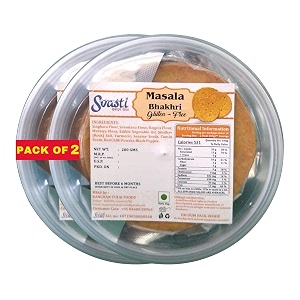 svasti dry masala bhakhri snacks - 200 gms pack of 2 roasted healthy gujarati snacks  no maida  no artificial colours  no onion amp no garlic  gluten free  vacuum packed