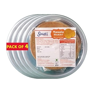 svasti dry whole wheat masala bhakhri snacks - 200 gms pack of 4 roasted healthy gujarati snacks  no maida  no artificial colours  no onion amp no garlic  vacuum packed