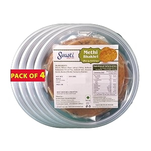 svasti dry whole wheat methi bhakhri snacks - 200 gms pack of 4  roasted healthy gujarati snacks  no maida  no artificial colours  no onion amp no garlic  vacuum packed