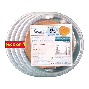 svasti dry whole wheat plain bhakhri snacks - 200 gms pack of 4  roasted healthy gujarati snacks  no maida  no artificial colours  no onion amp no garlic  vacuum packed