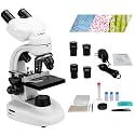 SVBONY SV605 Binocular Compound Microscope for Students, 80X-1600X,Two-Layer Mechanical Stage Microscope for Beginner, Dual LED Illumination, Kit for Adults Home Education School Lab