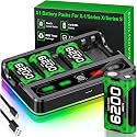 Svetaecho for Rechargeable Xbox Controller Battery & Charger Sets - 4X 6200mWh Rechargeable Battery Pack Compatible with Xbox One/Series S/X Controller Charging Station