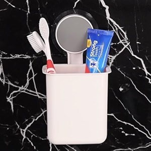 svh drill-free removable toothbrush holder with self-adhesive wall mount  versatile holder for toothpaste razors shavers and makeup brushes perfect for kitchen and bathroom use - pack of 1