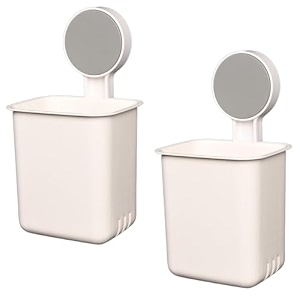 svh drill-free removable toothbrush holder with self-adhesive wall mount  versatile holder for toothpaste razors shavers and makeup brushes perfect for kitchen and bathroom use - pack of 2