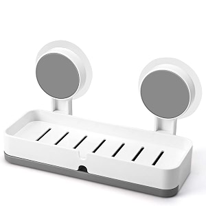 svh self-adhesive soap holder for bathroom  wall mounted soap dish with removable drain tray  waterproof no-drill soap stand for bathroom kitchen amp wash basin soap organizer