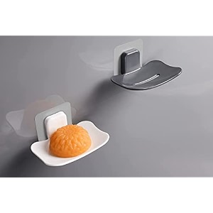 svh hollow design wall mounted self adhesive waterproof soap stand holder with adhesive sticker soap holder ideal for kitchen bathroom pack of 1 colour may vary plastic