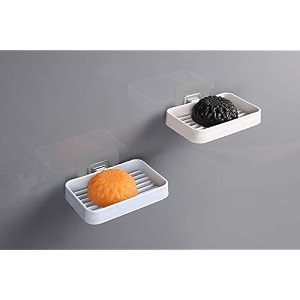 svh plastic tray pattern wall mounted self adhesive waterproof soap stand holder with adhesive sticker soap holder ideal for kitchen bathroom pack of 4 colour may vary
