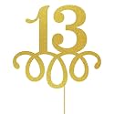 13 Cake Topper, Official Teenager Cake Topper, Happy 13th Birthday Banner Gold Glitter, Girls Or Boys 13 Years Old Party Decorations Supplies