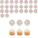 26 Pcs Round Letter Cupcake Toppers Food Pick DIY Birthday Cake Topper, All Occasion Cup Cake Topper