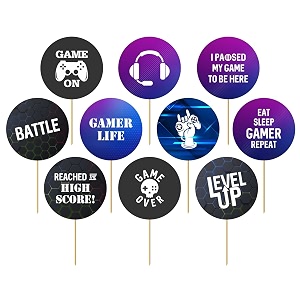 50 pcs video game cupcake toppers foodappetizer picks for kids game themed party supplies cake decorations