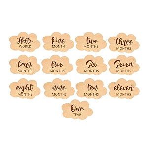 baby monthly milestone cards claude shape-13 light birch monthly baby milestone cards from newborn to 1 year wooden monthly milestones baby photoshoot  13 count