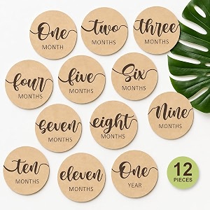 baby monthly milestone cards 12 light birch monthly baby milestone cards from newborn to 1 year wooden baby photoshoot props baby girl or baby boy newborn gifts 12 count