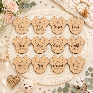 baby monthly milestone cards light birch monthly baby milestone cards from newborn to 1 year wooden monthly baby photoshoot props baby girl or baby boy newborn gifts pack of 12