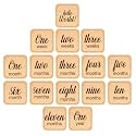 Baby Monthly Milestone Cards ? Square Shape-13 Light Birch From Newborn To 1 Year - Wooden Milestones Photoshoot Props And Markers, 16 Count