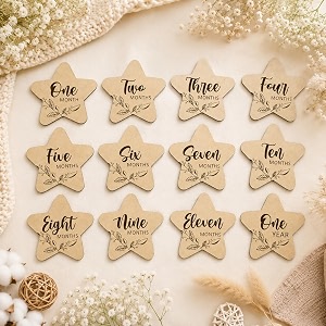 baby photoshoot itemsmilestone cards for new born woodenbaby milestone cards baby photo props wizard gift design 2 pack of 13