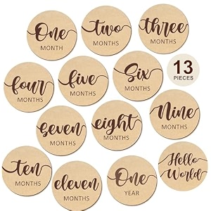 svm craft baby monthly milestone cards  13 light birch monthly baby milestone cards from newborn to 1 year  wooden monthly milestones baby photoshoot props  baby girl or baby boy newborn gifts baby milestone stickers wooden milestone discs baby photoshoot itemsmilestone cards for new born woodenbaby milestone cards baby photo props wizard gift baby milestone