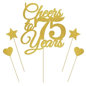 cheers to 75 year cake topper glitter happy 75th birthday cake topper