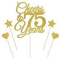 Cheers to 75 year cake topper, Glitter Happy 75th Birthday Cake Topper