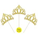 Crown Cupcake Cake Toppers Gold Glitter,20 Pcs Cake Decoration for First Birthday, Birthday Party, Wedding Food Decor and Cupcake Party Picks