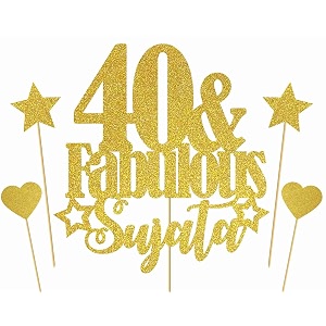 custom personalized gold glitter 40 amp fabulous personalized cake topper for kids husband wife boys amp girls decorating customized cake decorations 40th birthday cake topper